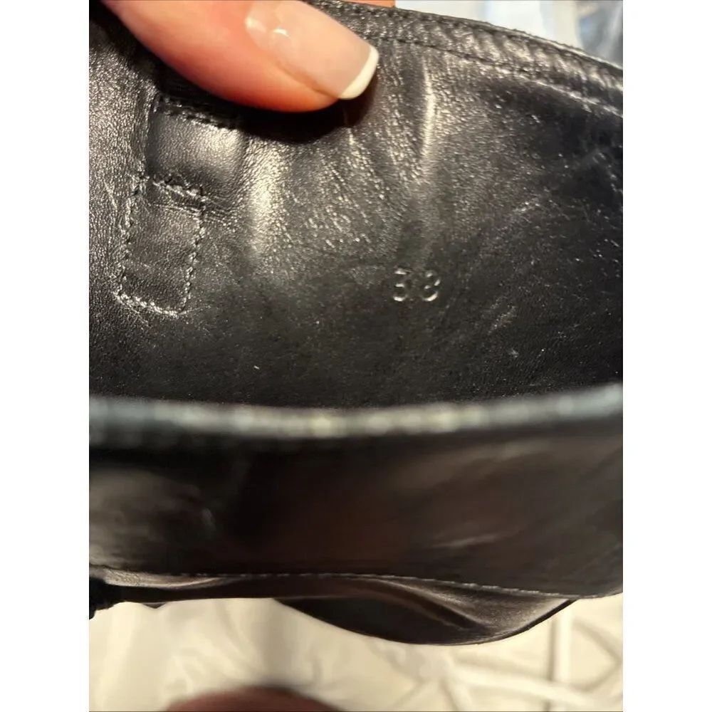 Burberry Authentic Solid Black Leather Riding Boots Knee High Equestrian Italy 8 - Picture 8 of 9